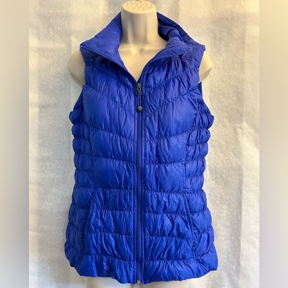 Athleta Royal Capri Blue Goose down Puffer Vest w/full front zipper Sz-S. Y12 - Picture 4 of 12